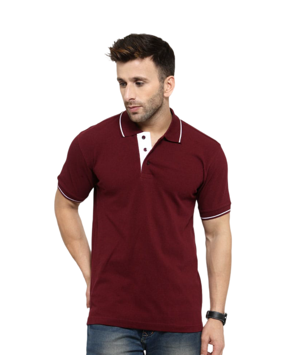 Men's  Polo T-Shirt Cream with Red Tipping SP25
