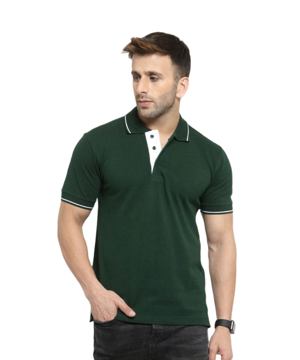 Men's Polo T-Shirt Turqoise Green with White tipping SP13
