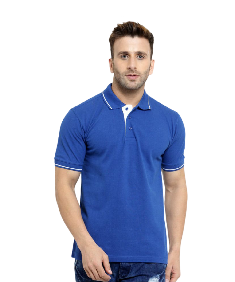 Men's Polo T-Shirt Navy Blue with White SP3