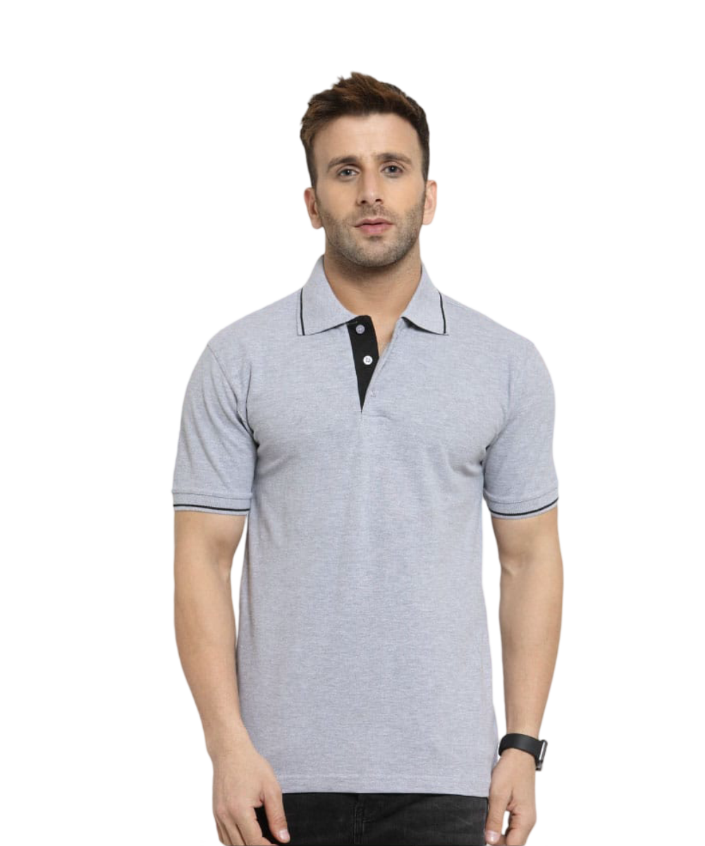 Men's Polo T-Shirt Grey Melange with Black SP4