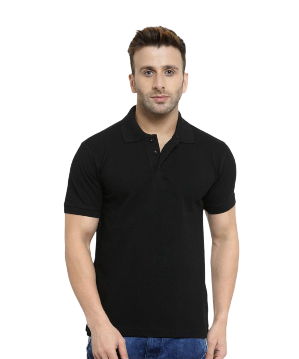 Men's Polo T-Shirt Plain Black SP14