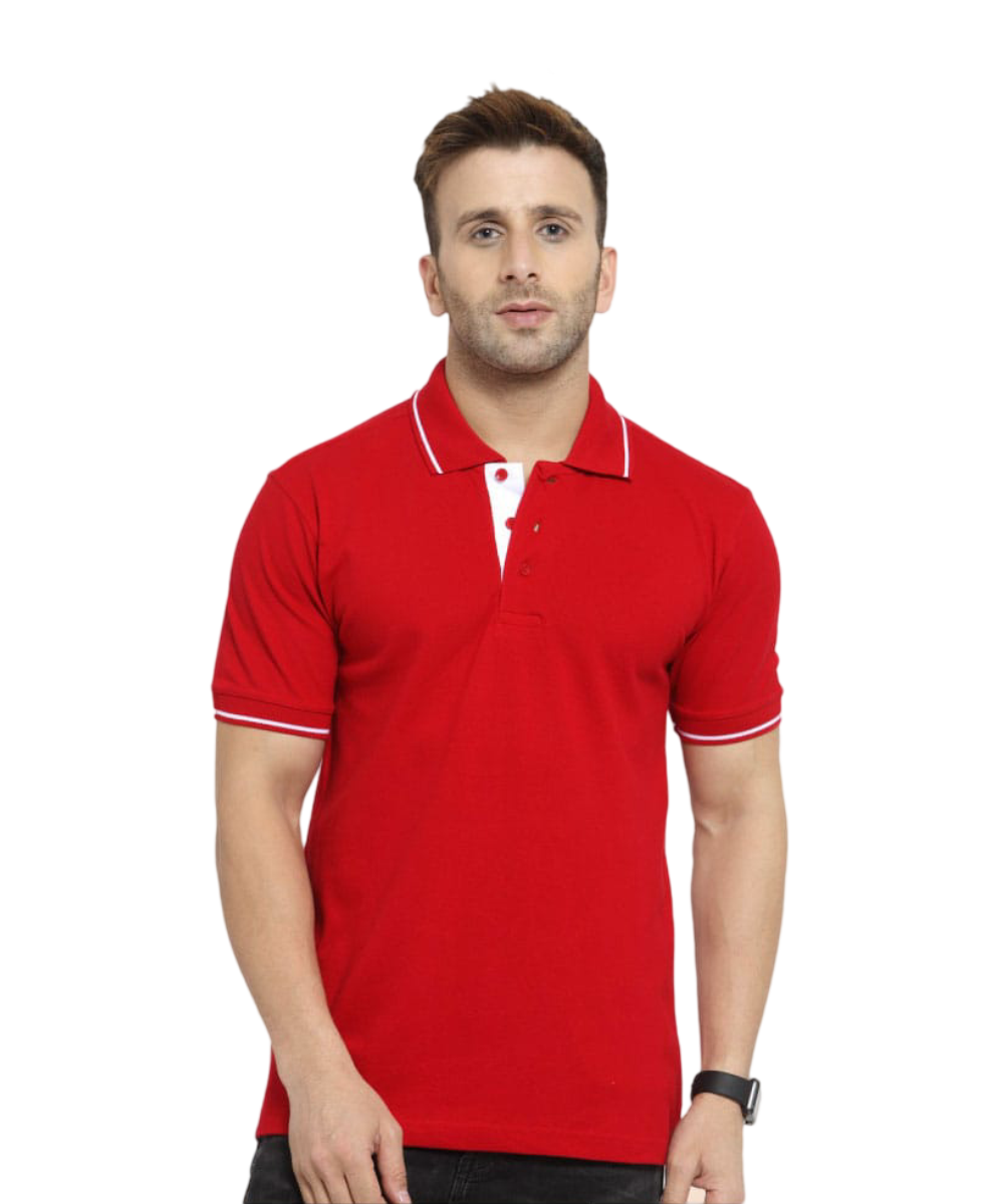 Men's Polo T-Shirt Red with White SP1