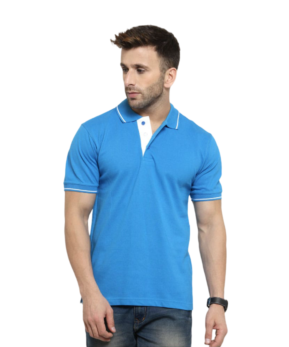 Men's Polo T-Shirt Royal Blue with White SP6