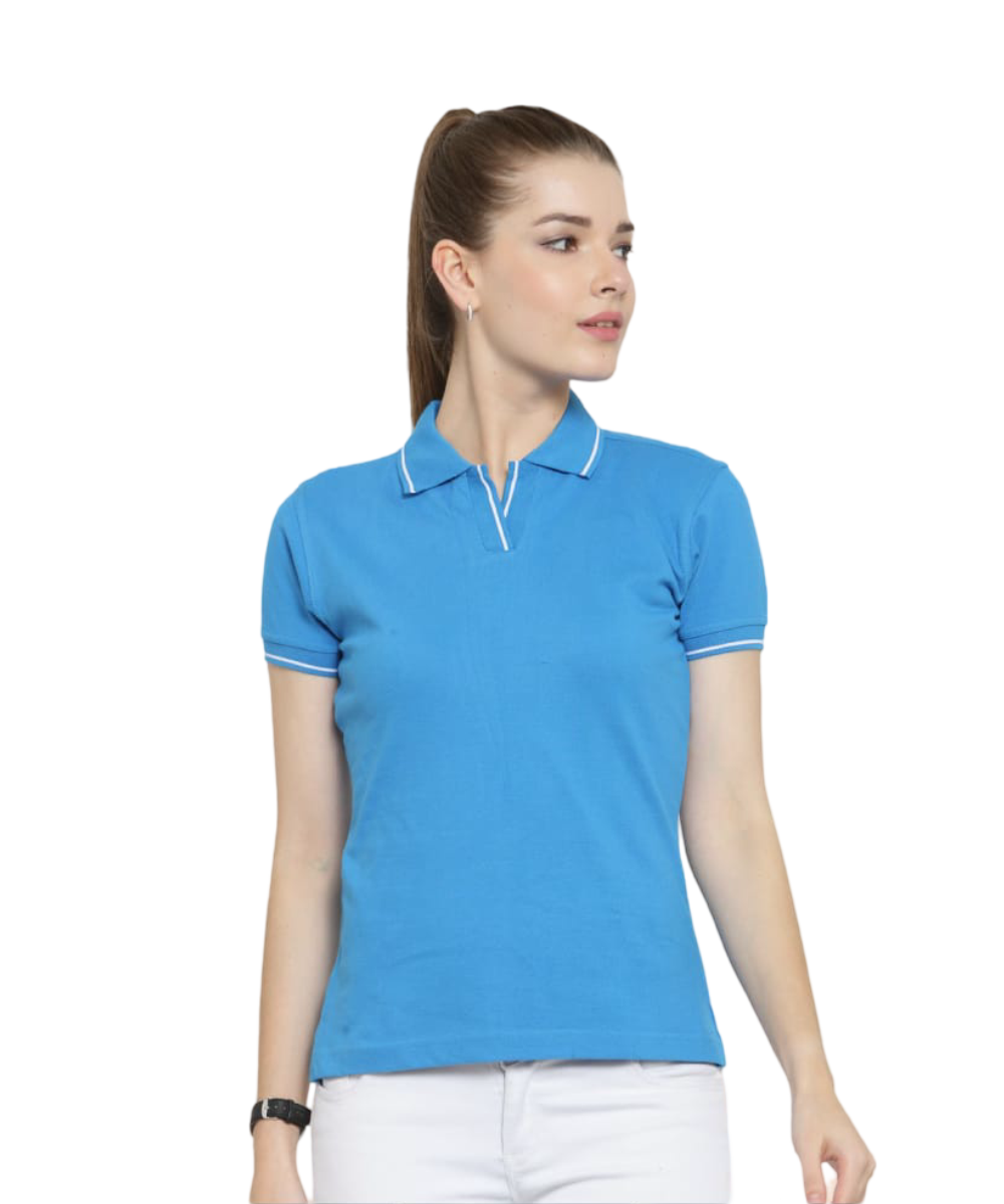 Women's Polo T-Shirt ROYAL BLUE WITH WHITE LSP6