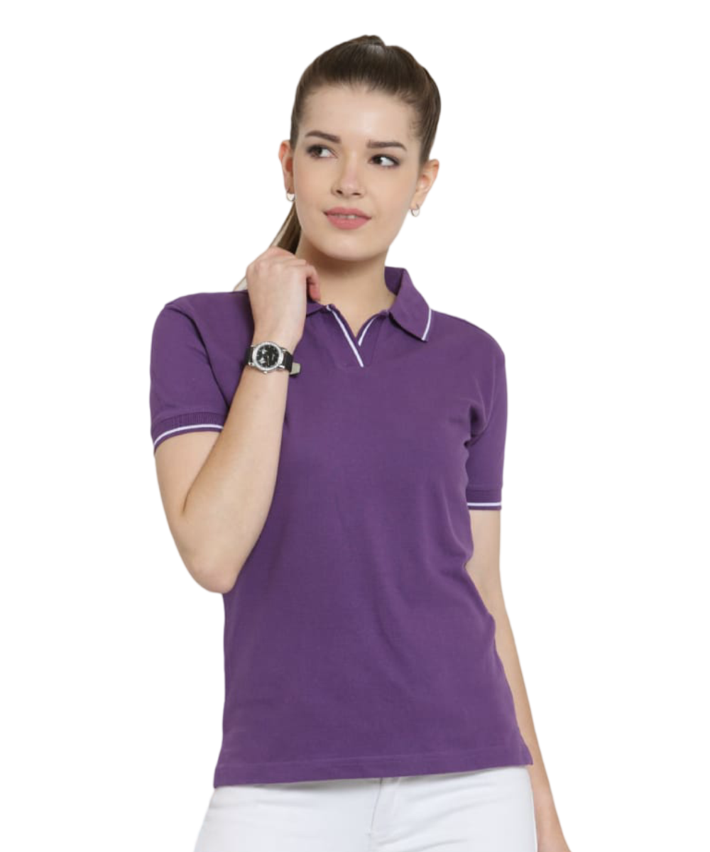 Women's Polo T-Shirt Purple with White Tip LSP11