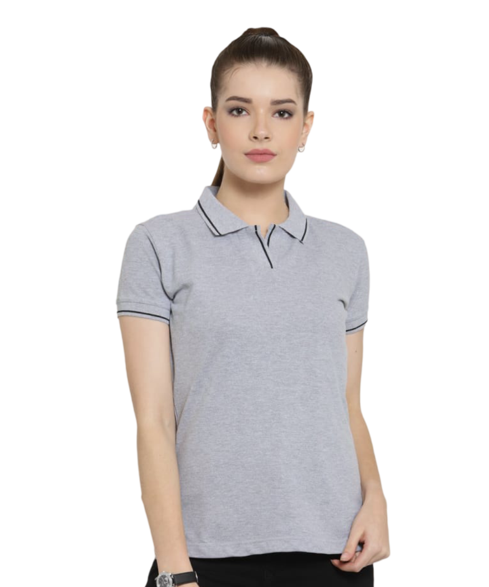 Women's Polo T-Shirt Gray Melange with Black LSP4