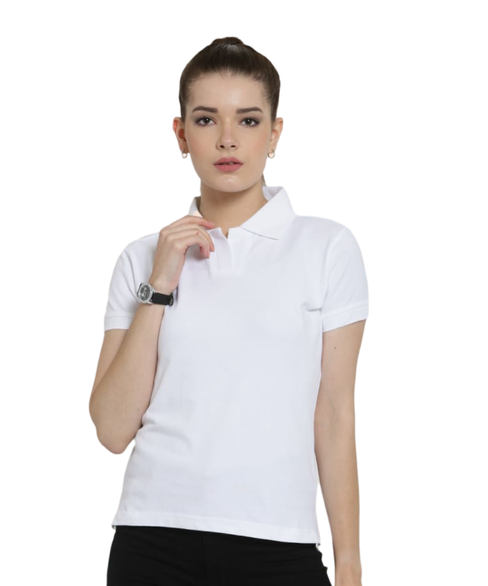 Women's Polo T-Shirt Plain White LSP16