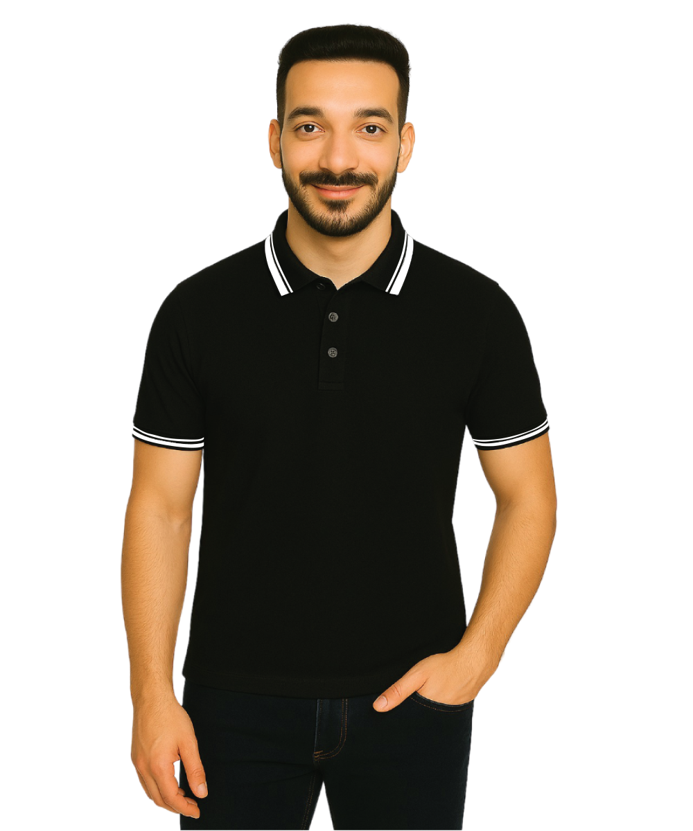 DULL DRY FIT -T SHIRT -  WHITE TIPPING BLACK