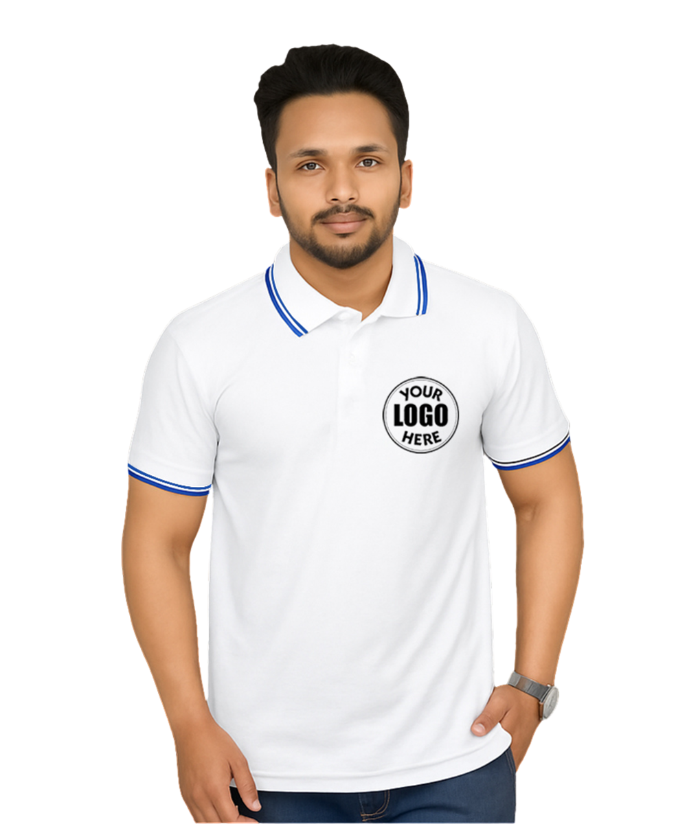 Premium DRI-FIT T-Shirt White with Blue Tipping SP02
