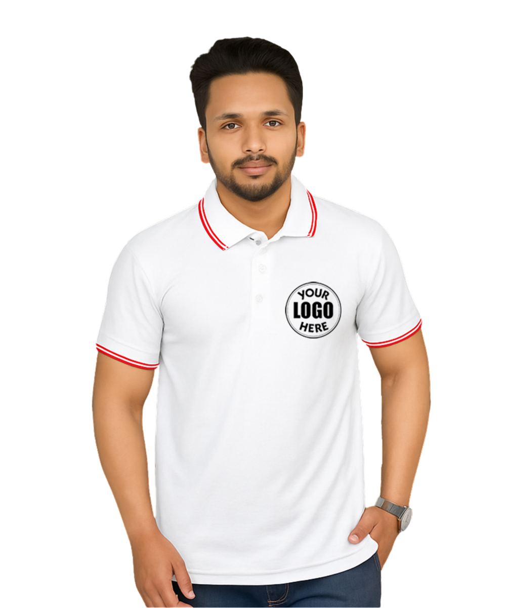 Premium DRI-FIT T-Shirt White with Red Tipping SP03