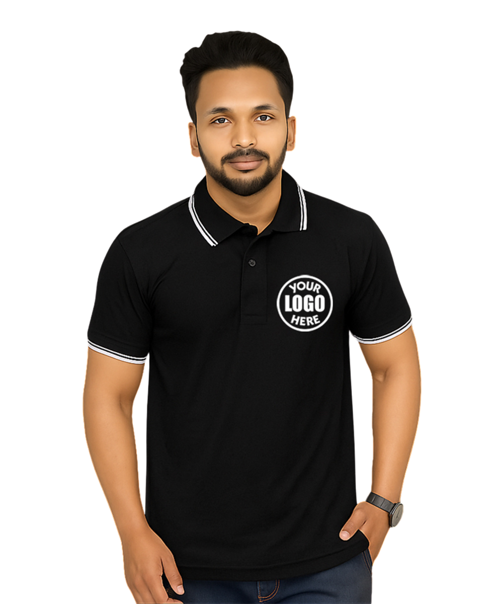 Premium DRI-FIT T-Shirt Black with White Tipping SP04