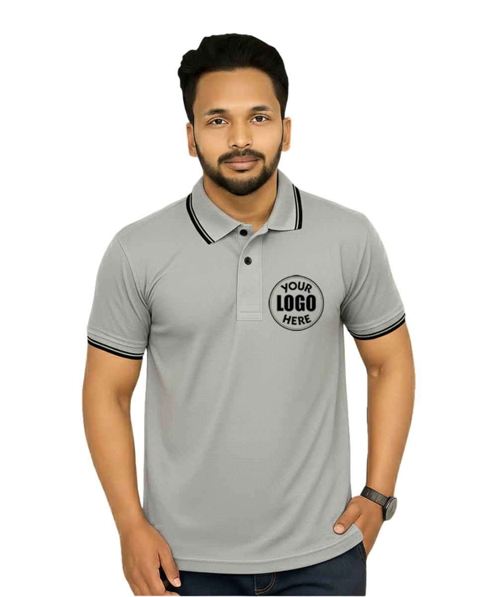 Premium DRI-FIT T-Shirt Light Grey with Black Tipping SP06
