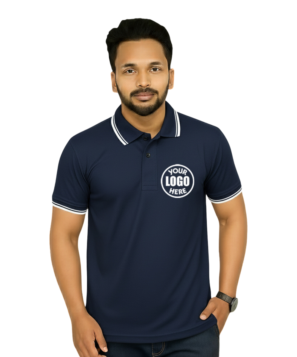 Premium DRI-FIT T-Shirt Navy Blue with White Tipping SP07
