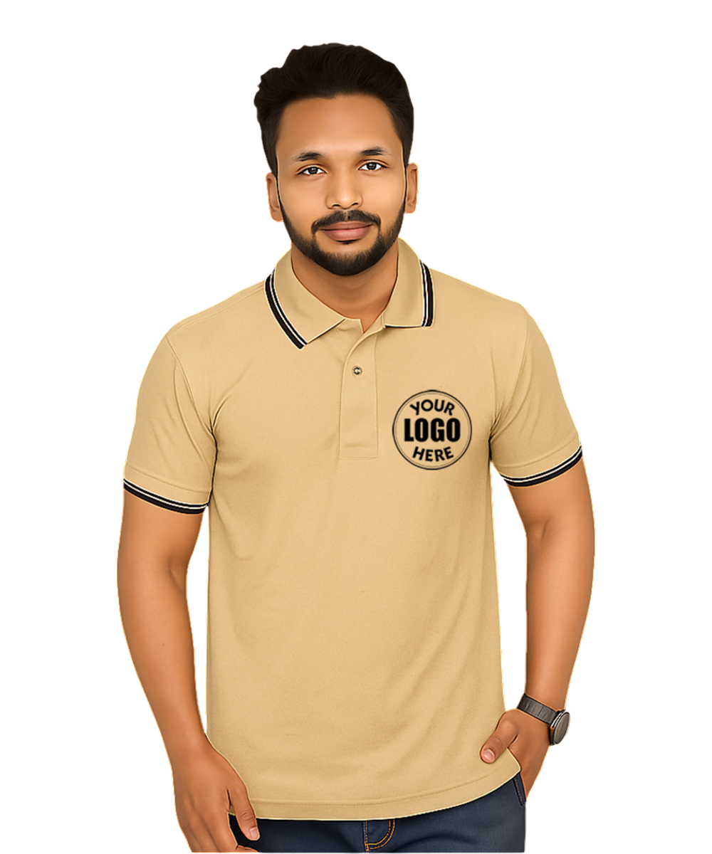 Premium DRI-FIT T-Shirt Beige with Black Tipping SP18