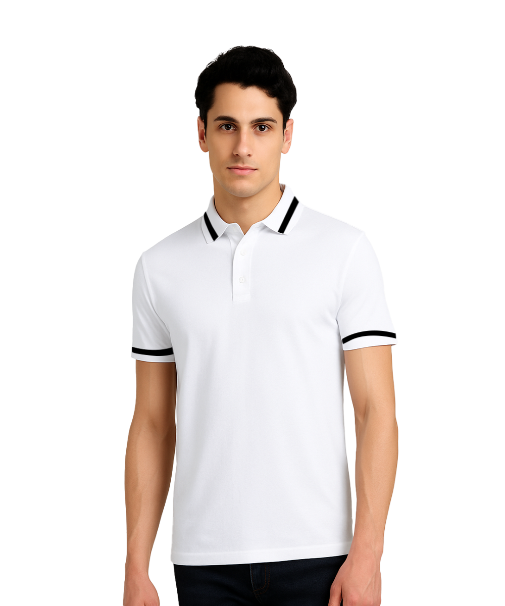 MAGIC TUCK PREMIUM T SHIRTS - WHITE WITH BLACK TIPPING