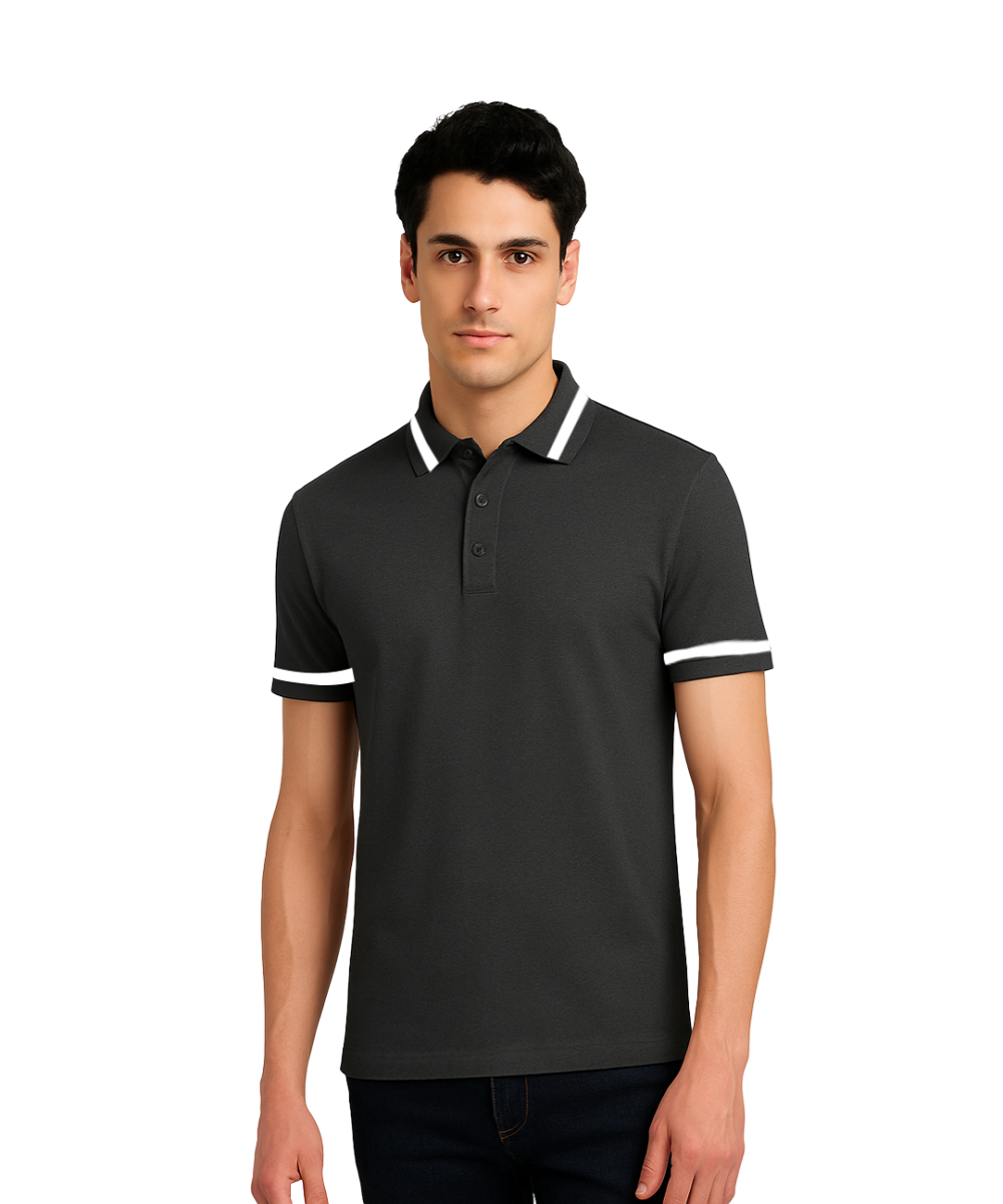 MAGIC TUCK PREMIUM T SHIRTS - DARK GREY WITH WHITE TIPPING