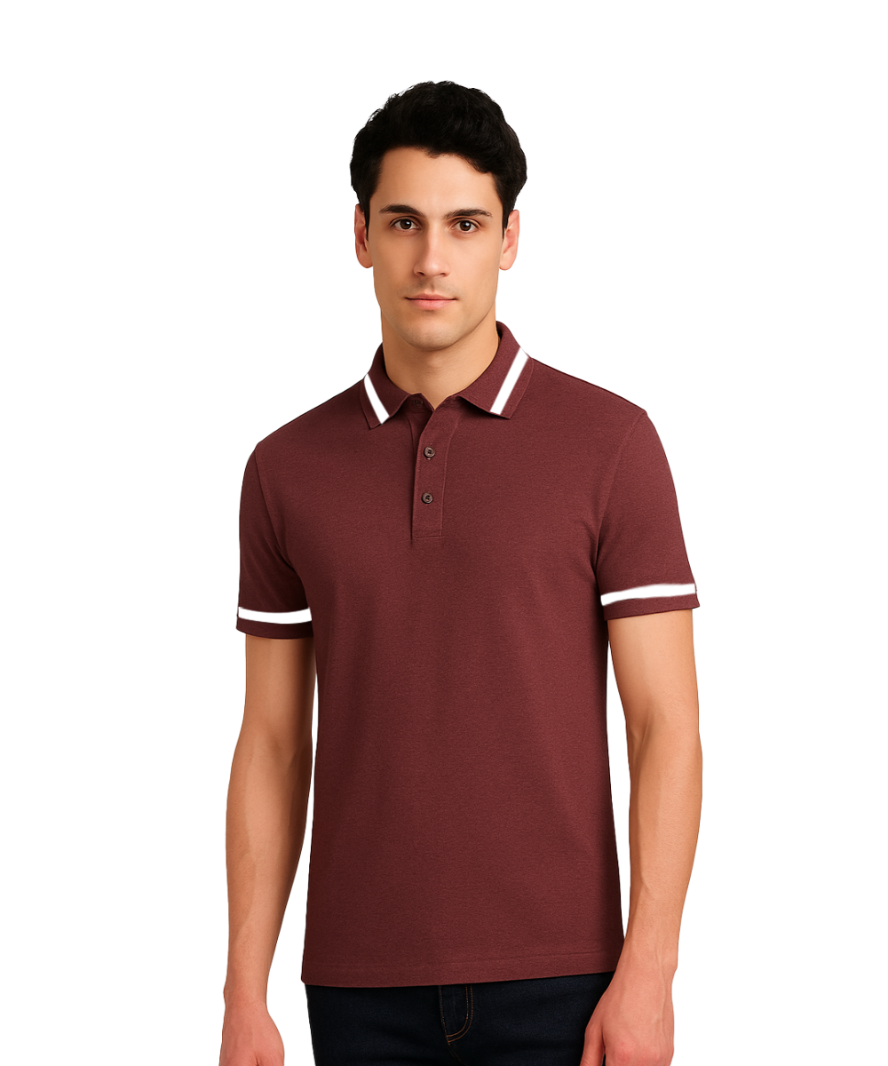 MAGIC TUCK PREMIUM T SHIRTS - MAROON WITH WHITE TIPPING
